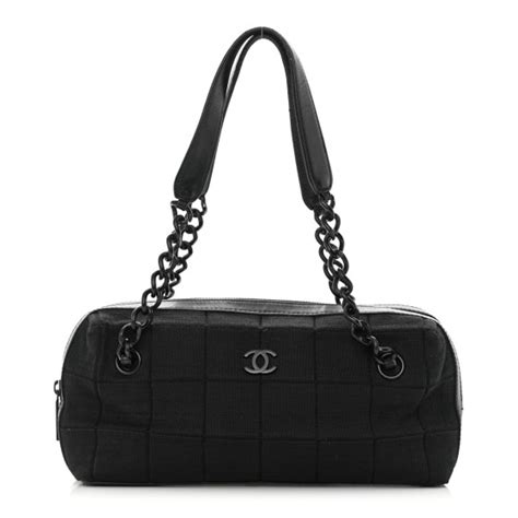 chanel chocolate bar handbag black gunmetal|CHANEL Jersey Quilted Chocolate Bar Shoulder Bag Black .